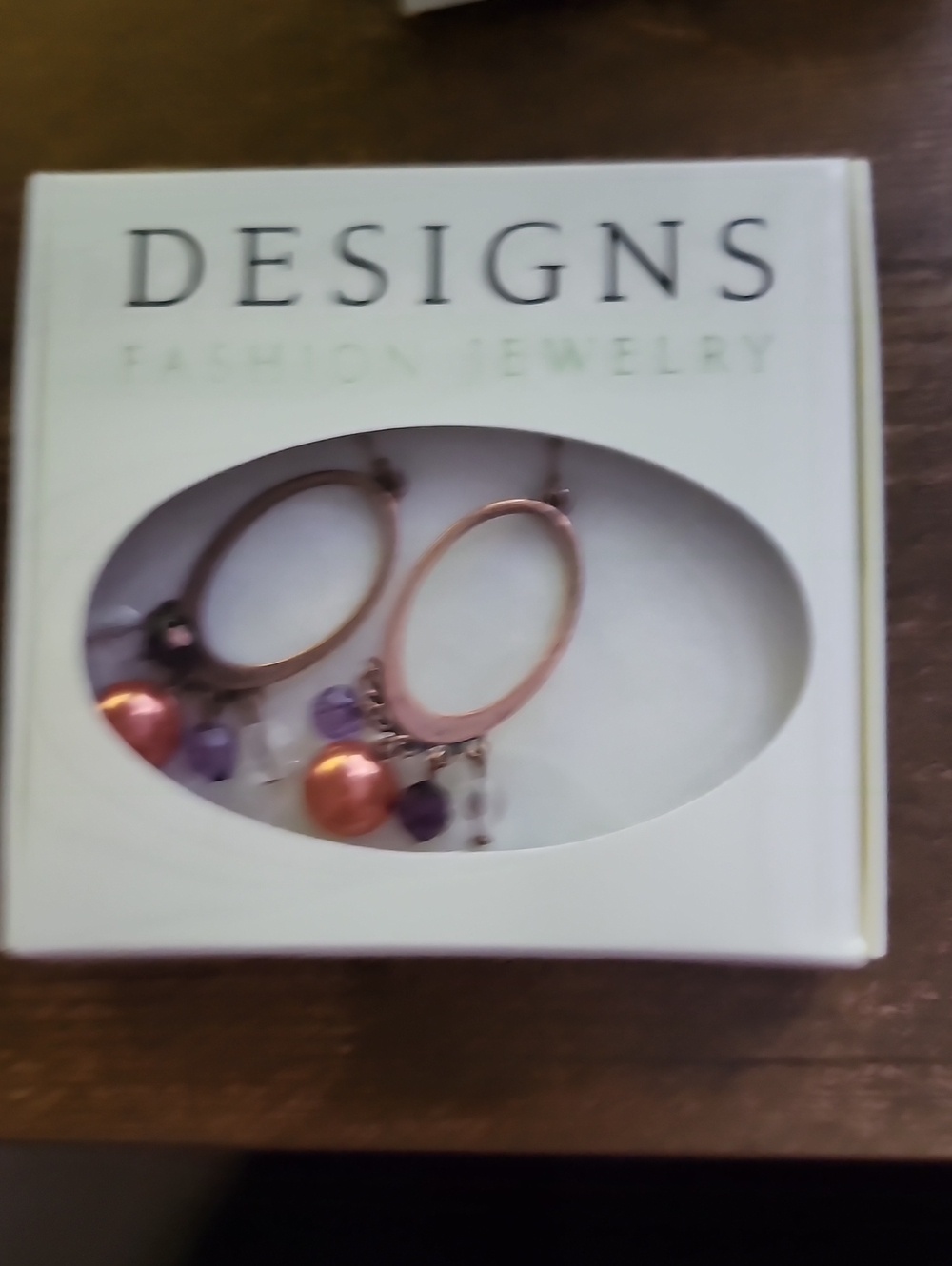 Fashion Jewelry Rose Gold Hoop Earrings with Purple and Peach Beads